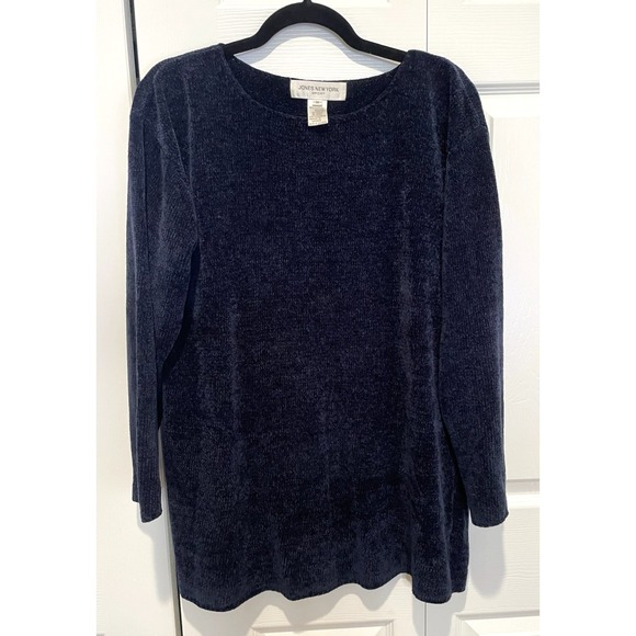 Vtg Jones New York Womens Oversized Chenille Sweater Size M Cozy Dark Romantic - Picture 1 of 8